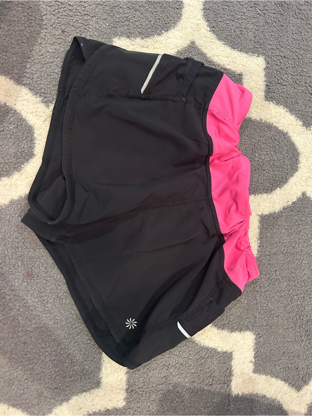 Athleta Black Running Shorts with Pink Waistband